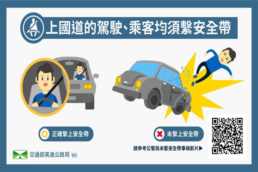 交通部全國實施「國道行車請繫安全帶」宣導及執法專案