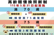 高齡駕駛70歲要換駕照 5月31日起全面實施