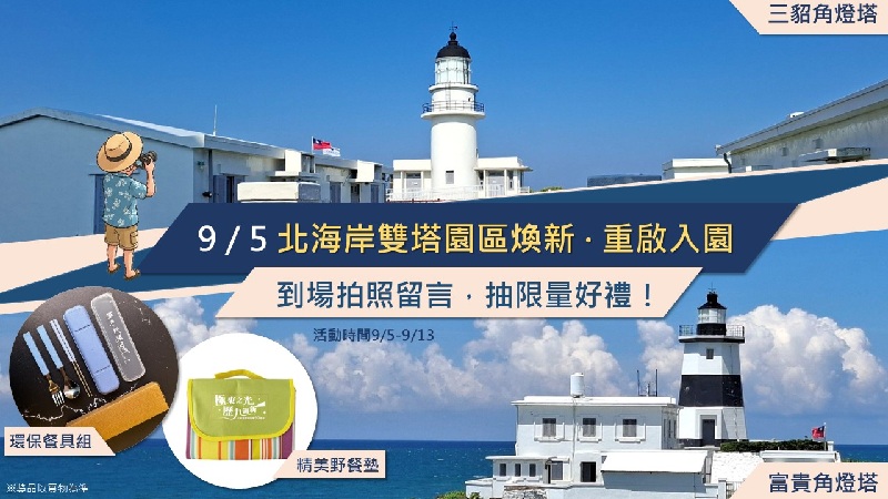 三貂角、富貴角燈塔9/5重啟入園 拍照留言抽限量好禮